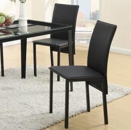 Poundex F1305 Black Faux Leather Dining Chair Set of 2