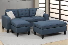 Whittier F6577 Navy Sectional Chaise With Ottoman