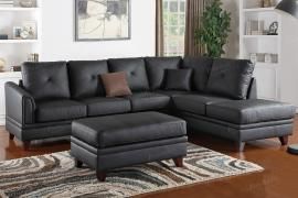 Black Top Grain Leather Sectional by Poundex F6872