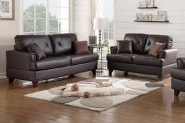 Brown Top Grain Leather 2 Piece Sofa and Loveseat Set by Poundex F6878