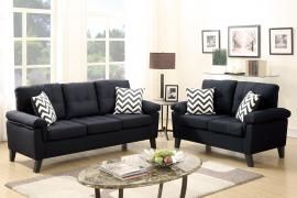 Aiken F6900 Black Modern Padded Arm Sofa and Loveseat Set