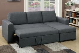 Blue Grey Fabric Convertible Sectional by Poundex F6931