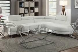 Manilla F6985 White Modern Sectional with Curved Chaise