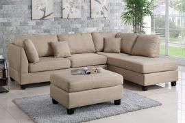 Yucapia F7605 Sand Reversible Sectional With Ottoman