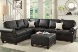 Winchester F7769 Traditional Black Bonded Leather Sectional