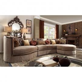 Leon HD1627 Rounded Wood Trim Sectional chaise Sofa