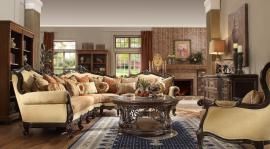 Manchester HD 5927 Carved Wood Trim Sectional Sofa