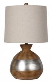 L328994 Mandla Ashley Wood Table Lamp in Brown/Silver Finish