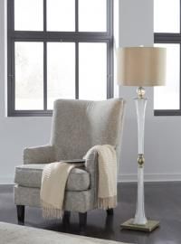 L430541 Laureen By Ashley Glass Floor Lamp In White/Brass Finish