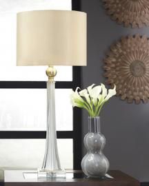L430544 Laureen By Ashley Glass Table Lamp Set of 2 In White/Brass Finish