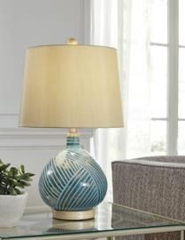 L430564 Jenaro By Ashley Glass Table Lamp In Teal