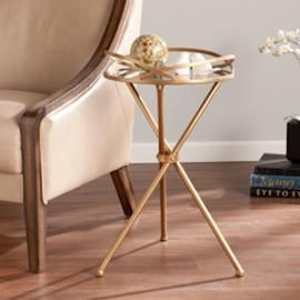 OC1508 Leslie By Southern Enterprises Metal Mirrored Accent Table