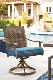 Ashley P556-602A Partanna Swivel Chair w/Cushion Set of 2 in Blue/Beige