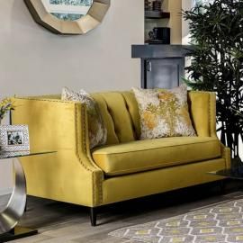 Tegan Royal Yellow Fabric Loveseat SM2216-LV by Furniture of America