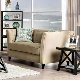 Monaghan Camel Fabric Loveseat SM2666-LV by Furniture of America