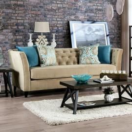 Monaghan Camel Fabric Sofa SM2666-SF by Furniture of America
