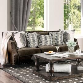 Cornelia Dark Brown Fabric Sofa SM3073-SF by Furniture of America