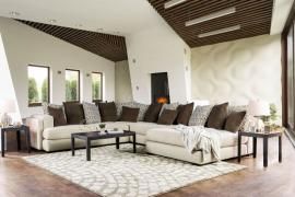 Giuliana Cream & Brown Fabric Sectional SM5180 by Furniture of America