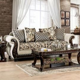 Caldiran Brown & Beige Fabric Sofa SM6426-SF by Furniture of America