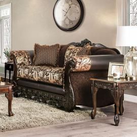 Newdale Brown & Gold Fabric Sofa SM6427-LV by Furniture of America