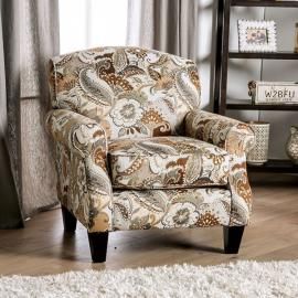 Begley Mocha & Floral Fabric Chair SM8300-CH-FL by Furniture of America