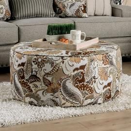 Begley Mocha & Floral Fabric Ottoman SM8300-OT by Furniture of America