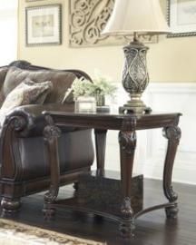 T519-2 Norcastle by Ashley Square End Table In Dark Brown