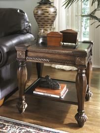 T616-2 Mantera by Ashley Square End Table In Dark Rustic Brown