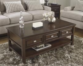 T654-0 Larimer by Ashley Rectangular Cocktail Table In Dark Brown