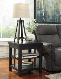 T752-2 Gavelston by Ashley Square End Table In Rubbed Black