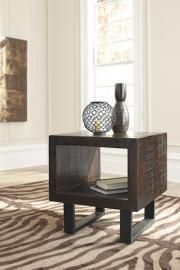 T881-3 Parlone by Ashley Rectangular End Table In Brown/Black