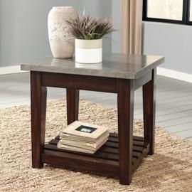 T882-3 Bynderman by Ashley Rectangular End Table In Brown/Silver Finish