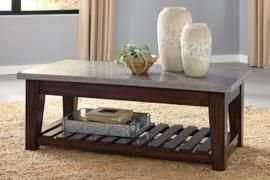 T882-9 Bynderman by Ashley Lift Top Cocktail Table In Brown/Silver Finish