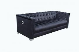 Chaviano Collection by Coaster 505395 Black Velvet Sofa