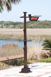 Hammer Tone Bronze Mission Design Pole Mounted Infrared Patio Heater w/ Table