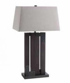 Brown Transitional 902733 Table Lamp with Beige Linen Shade