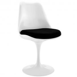 Lippa EEI-115-BLK White Swivel Side Chair with Black Fabric Seat
