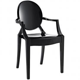 Casper EEI-121BLK Black Stackable Dining Arm Chair