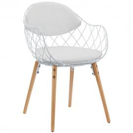 Clive EEI-1465 White Metal Basket Dining Arm Chair