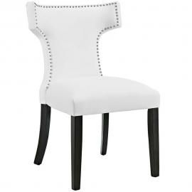 Curve EEI-2220-WHI White Vinyl Curved Back Dining Side Chair