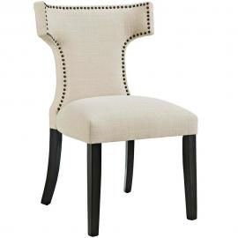 Curve EEI-2221-BEI Beige Fabric Curved Back Dining Side Chair