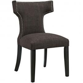 Curve EEI-2221-BRN Brown Fabric Curved Back Dining Side Chair