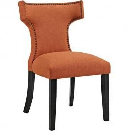 Curve EEI-2221-ORA Orange Fabric Curved Back Dining Side Chair
