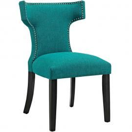 Curve EEI-2221-TEA Teal Fabric Curved Back Dining Side Chair