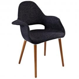 Aegis EEI-555 Black Mid Century Modern Twill Dining Arm Chair