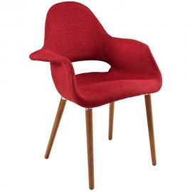 Aegis EEI-555 Red Mid Century Modern Twill Dining Arm Chair