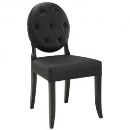 Button EEI-815-BLK Black Vinyl Round Back Dining Side Chair