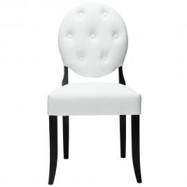 Button EEI-815-WHI White Vinyl Round Back Dining Side Chair