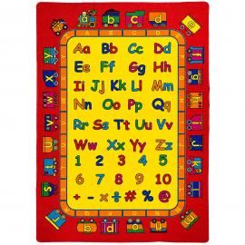 Abbey RG5110 Kids Letters & Numbers Red Area Rug 5' x 8'