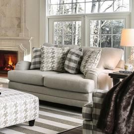 Christine Light Gray Linen-Like Fabric SM8280-LV Loveseat by Furniture of America